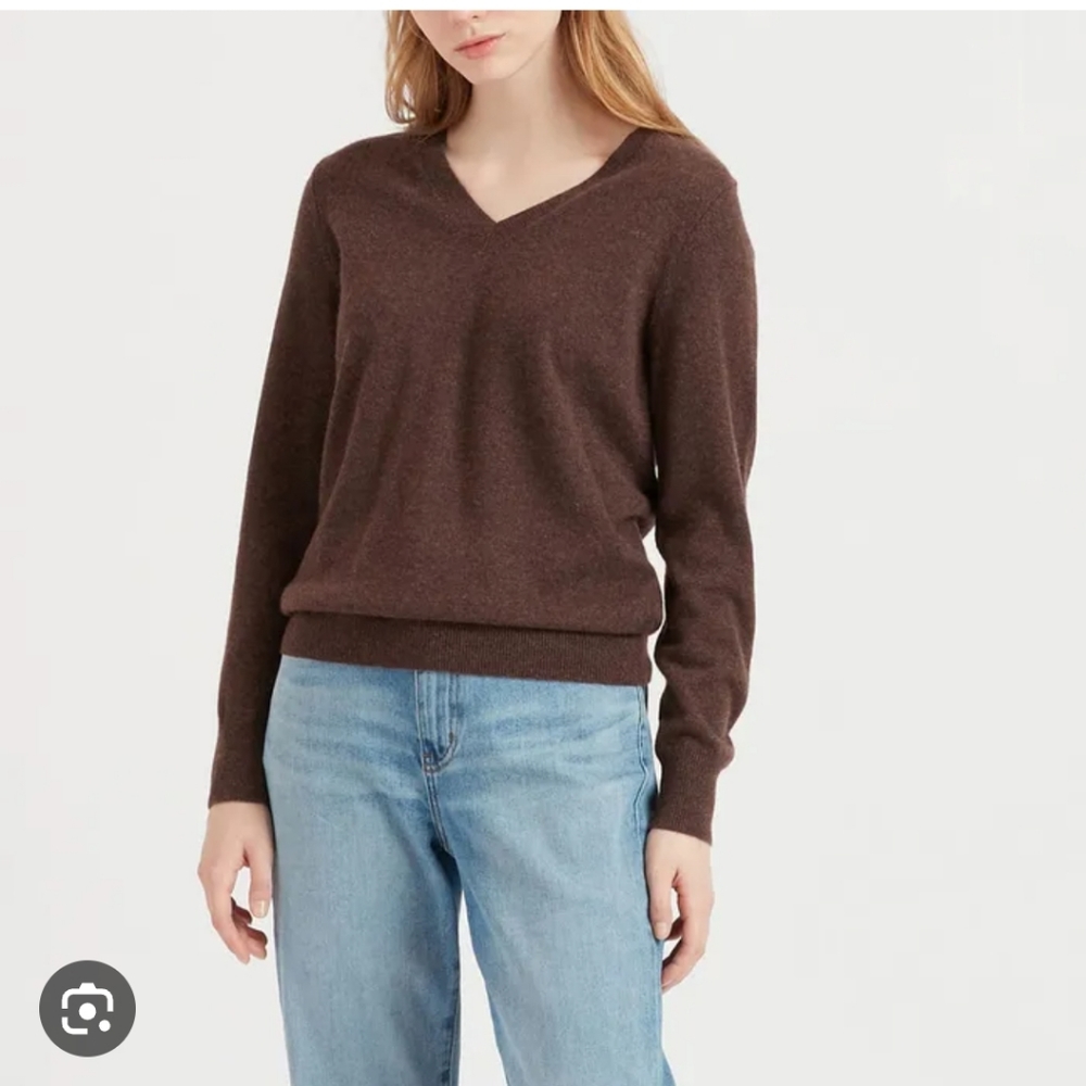 Minnie Rose Dark Brown Cashmere Sweater Small